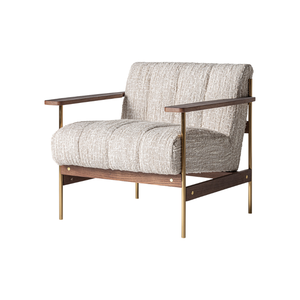 Modern Armchair Solid Teak Wood Upholstered Lounge Chair Durable <b>Frame</b> Plush Cushioned Seat Indoor Residential Furniture - Product Image 1