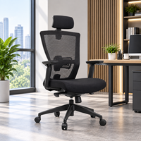 Chaise de bureau ergonomique en maille KINSHA CVA-01 avec appui-tête fixe, accoudoirs réglables, réglage pivotant électrique pour usage domestique et commercial