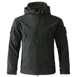 Men's Hooded <b>Motorcycle</b> <b>Jacket</b> Windproof Polyester Workwear Style Zipper Closure Solid Black Winter Wear - Product Image 1
