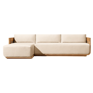 Conjunto de Muebles de Esquina para Exteriores de Diseño Moderno y Lujoso, en Madera de Teca con Panel de Mimbre, Resistente a la Intemperie, Ecológico, Minimalista, para Jardín - Product Image 3