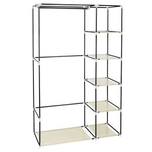 Armadio Portatile in Plastica Beige da 67 Pollici con Tessuto Non Tessuto e Asta Appendiabiti, Montaggio Rapido e Semplice, Design Pieghevole - Product Image 2
