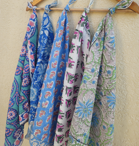 Hand Block Print 100 % Cotton <b>Bandana</b> Scarf for Women Floral Printed Head Scarf Soft Cotton Neckerchief Boho Hair Wrap <b>Bandana</b> - Product Image 5