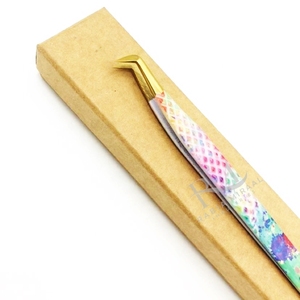 Pince à épiler de précision antistatique en acier inoxydable avec pointe en plasma doré, revêtement papier, poignée diamantée, haute qualité, vendue à l'unité sur carte - Product Image 4