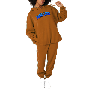 Conjunto de Dos Piezas Personalizado de Moda para Mujer, Pantalones Deportivos de Felpa de Algodón y Sudadera con Capucha, Conjunto Deportivo con Logotipo Bordado, Ropa Deportiva Urbana para Mujer - Product Image 5
