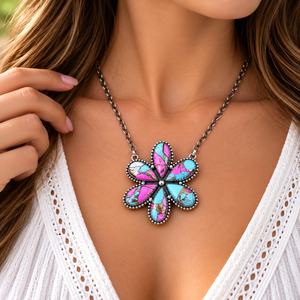 Cotton <b>Candy</b> Turquoise 925 Sterling Silver Handmade <b>Necklace</b> Western Style Turquoise Gemstone Statement Jewelry Gift for Her - Product Image 4