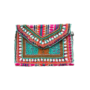 Indian Traditional Luxury Handbag Multicolor <b>Crystal</b> Glass <b>Beaded</b> Durable Artisan Craft Premium Baguette Fashion Accessories - Product Image 2