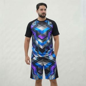 Conjunto Deportivo para Hombre con Estampado Geométrico, Camiseta de Cuello Redondo, Secado Rápido, Ropa de Verano Personalizada - Product Image 1