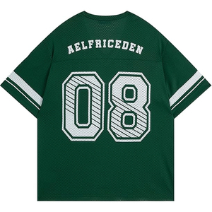 OEM <b>Mesh</b> Football Jersey V Neck Regular Retro Short Sleeve Quick Dry Anti-Bacterial 100% Polyester Heat-Transfer Printing Custom - Product Image 2