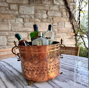 Textured gold metallic ice bucket with <b>square</b> handles available at wholesale prices. Classic trophy style beverage chiller. - Product Image 6