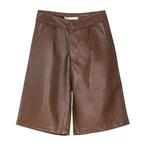 Pantalones Cortos de Cuero Personalizados para Hombre, Piel de Oveja Suave de Primera Calidad, Ropa Urbana de Lujo, Corte Holgado, Precio de Fábrica al por Mayor en Sialkot - Product Image 6