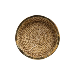 Panier à fruits en rotin avec bordure dorée, panier de rangement fait main, vente en gros, écologique, fabriqué au Vietnam - Product Image 4
