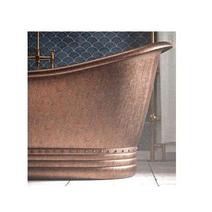 Baignoire ovale autoportante de luxe en cuivre martelé, design écologique, style vintage à pattes, pour projets hôteliers et villas. - Product Image 5