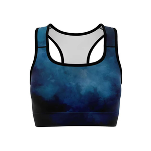 Women's Racerback Sports <b>Bra</b> <b>Blue</b> Solid Mesh Back Medium Support Yoga Anti-Bacterial Seamless Sweat-Wicking Heat-Transfer - Product Image 3