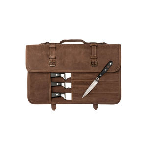 Sac de transport de luxe en cuir et toile pour couteaux, étui de rangement pour chef, organisateur d'outils de cuisine professionnels, fermeture éclair étanche, portable pour voyage - Product Image 5
