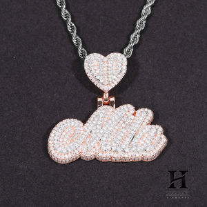 Colgante Personalizado con Nombre en Cursiva, Oro Rosa de 14K, Diamante de Laboratorio VVS, Placa con Nombre, Trébol de Cuatro Hojas, Joyería Hip Hop - Product Image 4
