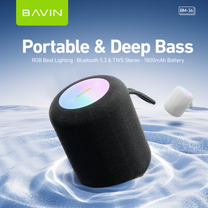 Altavoz Inalámbrico BAVIN BM36 con Iluminación RGB, BT5.3, TWS Estéreo, Batería de 1800 mAh, con Correa - Product Image 2