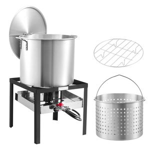 Kit per la Cottura di Frutti di Mare in Metallo da 60 Qt con Colino, Set da Cucina per Esterni per Granchi, Gamberi e Aragoste, per Pentola da Bollitura con Capacità di 5L - Product Image 1