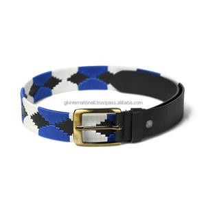 Custom Wholesale Personalized Equestrian Embroidered Classic Horse Riding Genuine Leather Polo <b>Belt</b> for men and <b>women</b> - Product Image 2
