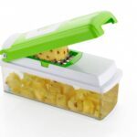 <b>Manual</b> Vegetable <b>Chopper</b> With Container Green Plastic Kitchen <b>Food</b> Cutter vegetable slicer machine sets kitchen gadgets - Product Image 2