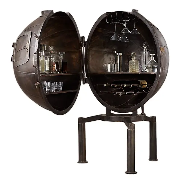 Unidad de almacenamiento de botellas de vino de estilo industrial vintage, mueble para el hogar y sala de estar, suministro al por mayor