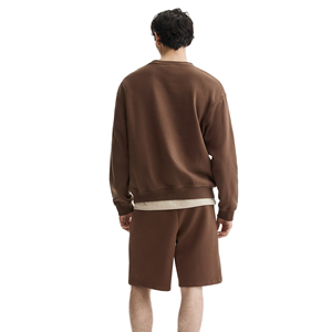 Ensemble sweat-shirt et short pour homme, col rond, couleur unie, style décontracté, automne, tricoté en French Terry, 100% coton. - Product Image 4