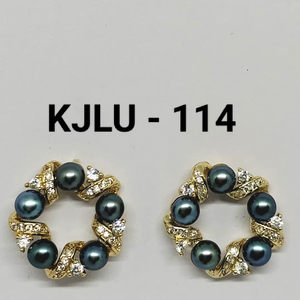 Pendientes de Aro de Perlas Negras de Lujo, Pendientes Circulares Chapados en Oro para Mujer, Joyería de Moda al por Mayor - Product Image 2