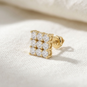 14K gold <b>Square</b> Stud <b>Earrings</b> <b>diamond</b> Tiny Stud <b>Earrings</b> for Women Party Wedding Gift - Product Image 2