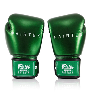 Gants de Muay Thai Fairtex en cuir véritable vert métallisé, très demandés, pour l'entraînement de kickboxing et de boxe, gants de sparring Muay Thai - Product Image 3