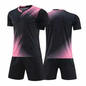 Conjunto de Camiseta de Fútbol para Hombre, Degradado Negro y Rosa, Manga Corta, Cuello en V, Absorbe la Humedad, Sublimada, Ropa Deportiva para Todas las Temporadas - Product Image 1