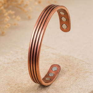 Pure Copper Triple Groove Magnetic Open Cuff Therapy Bracelet Fashionable Metal Jewelry Exquisite Embossed Design Handmade Gift - Product Image 3