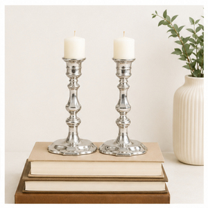 Antique <b>Silver</b> Metal Taper Candle Holder Set Elegant Style <b>Candlestick</b> Stand for Wedding Centerpieces Christmas Decor - Product Image 4