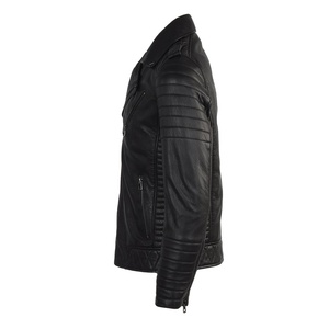 Chaqueta de cuero de vaca genuina hecha a medida OEM, chaqueta de cuero negro hecha a mano para motocicleta a la venta por Men's Wear 2026 - Product Image 5