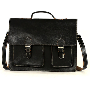 Biyadina Premium Vintage Genuine <b>Leather</b> Men's Messenger Bag Handmade Fashion <b>Satchel</b> with Timeless Elegance <b>Black</b> Color - Product Image 1