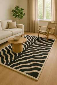 Custom black white Hand Tufted Wool Rug Soft tiger skin Modern Designer Rug Durable Floor <b>Carpet</b> Solid Color - Product Image 2