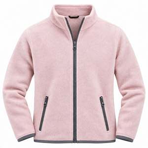 Light Pink Full Zip Polar Fleece Jacket Women Stand Collar Warm Soft Winter <b>Thermal</b> Casual Zipper Coat Heavyweight Outdoor - Product Image 1