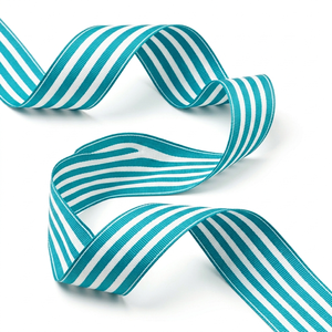 Ruban gros-grain multirayures blanc turquoise 38 mm de Neelkamal Industries pour emballage cadeau, nœuds pour cheveux, couture et décoration de fête - Product Image 4