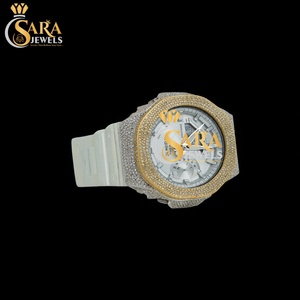 Offre Spéciale montre Mossinate Diamond en cuir noir pour hommes, montre-bracelet complète en cristal CZ pour hommes disponible au prix d'exportation - Product Image 4
