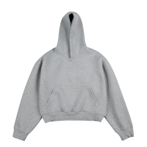 2026 Premium Quality <b>Men's</b> Solid <b>Grey</b> Hooded Pullover Sweatshirt Casual Crop Top With Kangaroo Pocket Private Labeling OEM ODM - Product Image 1