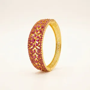 Pulsera de Perlas y Circonitas Chapada en Oro al por Mayor, Joyería Tradicional India para Bodas, Accesorios de Moda Rajasthani, Proveedor al por Mayor - Product Image 1