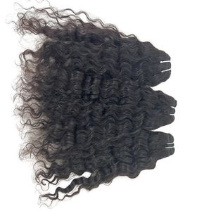 Virgin Remy Indian Hair Weave Bundles Natural Black <b>Deep</b> <b>Wave</b> French Lace Human Hair Extensions 3 Pieces - Product Image 3