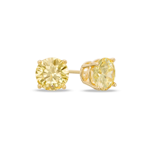 Boucles d'oreilles solitaires en or jaune 18 carats avec diamant |   Clous d'oreilles en diamant certifié rond pour femmes |   Cadeau de bijoux fins de luxe pour tous les jours - Product Image 2