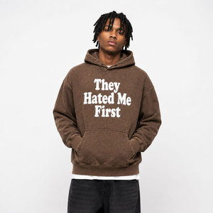 <b>Men's</b> Regular Fit Hooded Sweatshirt Solid Brown Organic Cotton Fleece Casual <b>Summer</b> Wear Front Logo Pocket Design High Street - Product Image 5