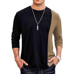<b>Men's</b> Casual Contrast Color T-Shirts <b>Long</b> <b>Sleeve</b> Crew Neck Tee Top Color Block Shirts - Product Image 1