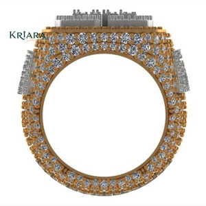 Anillo de cóctel de moissanita para hombre, de plata 925 con relleno de oro de 18K, engaste pavé con letras, estilo hip-hop, para uso diario - Product Image 4