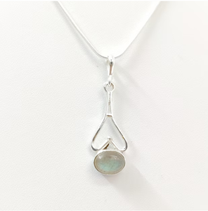 Pendentif minimaliste ovale en argent sterling 925 massif avec pierre précieuse labradorite chatoyante, idéal pour les fêtes et les mariages - Product Image 3