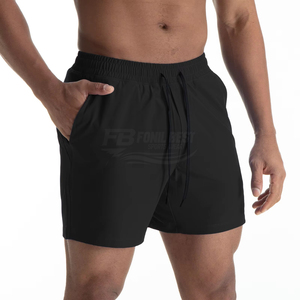 Men's Solid Color Quick Dry Board Shorts Mid Waist <b>Elastic</b> Drawstring Casual Knitted Polyester Swim Trunks With Pockets - Product Image 2