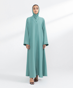 Abaya décontractée à manches longues grande taille couleur unie, couleur personnalisée, vêtement islamique à manches longues, hijab, abaya imprimée pour femme, taille OEM - Product Image 1