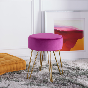 Modern Iron Frame Fabric Upholstered Seat <b>Stool</b> Soft <b>Cushioned</b> Ottoman Foot Rest <b>Stool</b> for Living Room Bedroom Dressing Room - Product Image 5