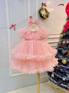 Vestido de malla suave de manga corta para niños de alta calidad, Halter de princesa para todas las estaciones, muchas opciones de color, opciones bordadas ODM/OEM - Product Image 6