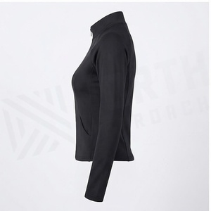 Ensemble de yoga 2 pièces North Approach, fermeture éclair intégrale sur le devant, noir uni, tissu respirant, vêtements de sport pour femmes - Product Image 3